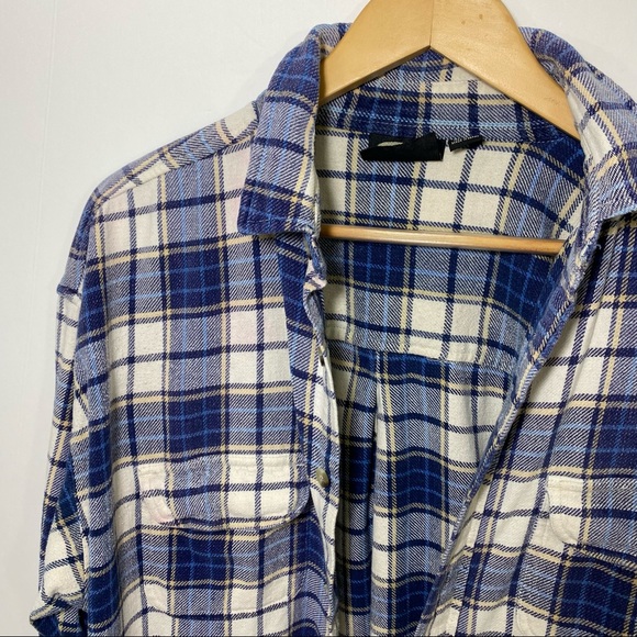 VTG Plaid Dad Flannel Shirt Blue Oversized L - Picture 4 of 11